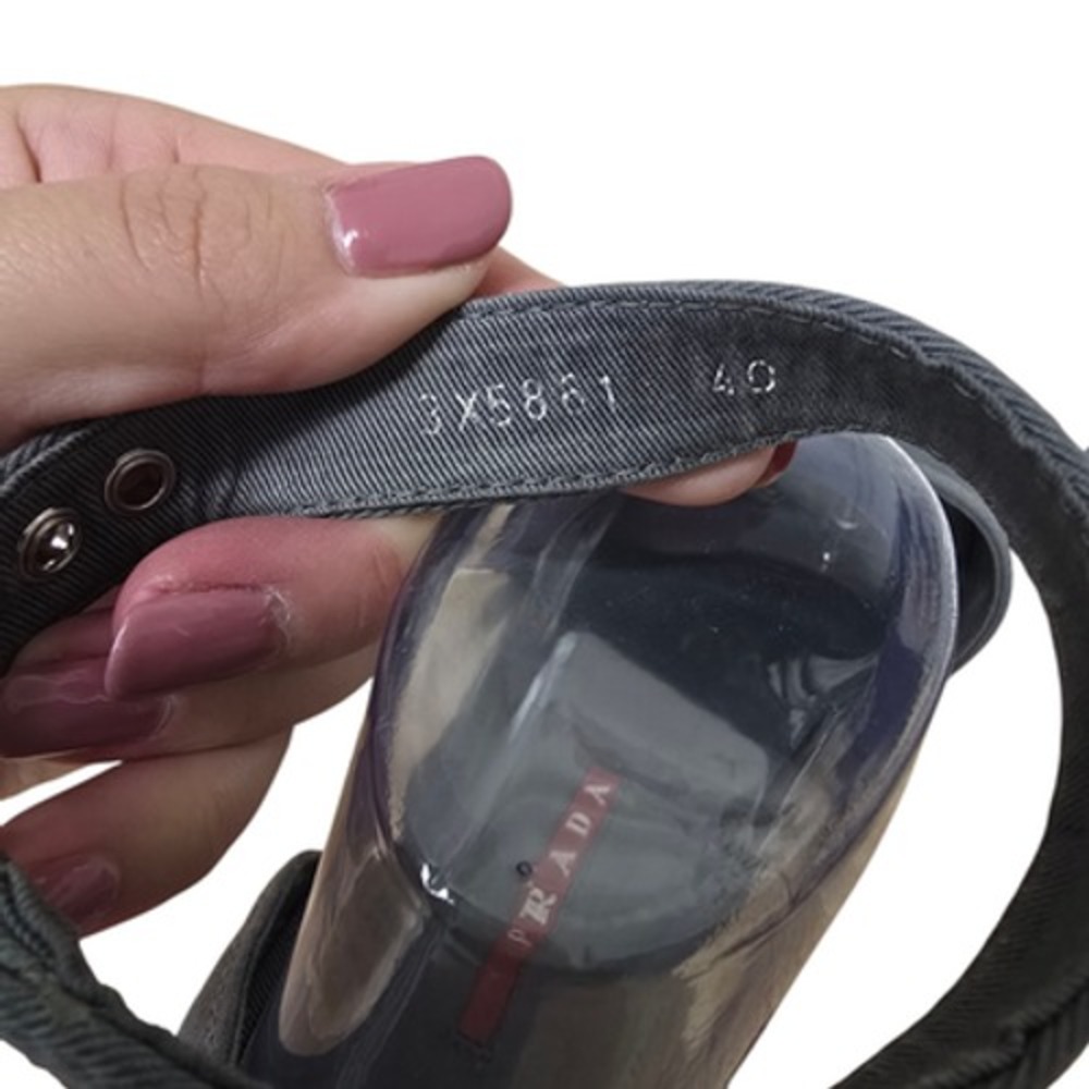 Prada Sandals Womens Size 40 US 10 Gray Ankle‎ Strap Flat Rubber Sole 3X5861 - Picture 5 of 12